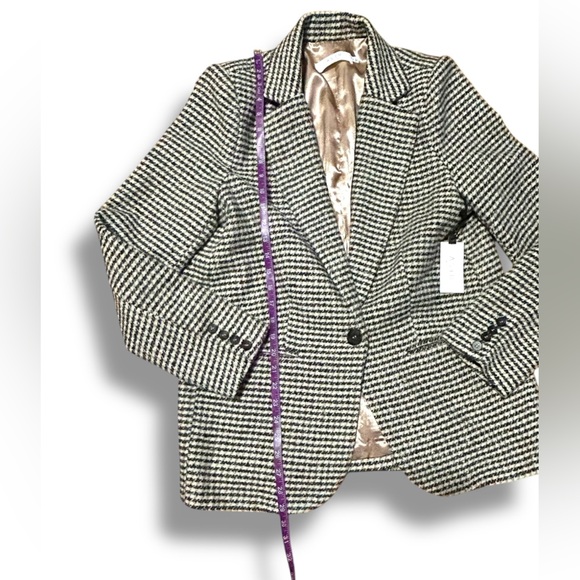 NWT Astr the label Black Tan Harlow Blazer Hazelnut Black Houndstooth Sz Medium - Picture 4 of 10